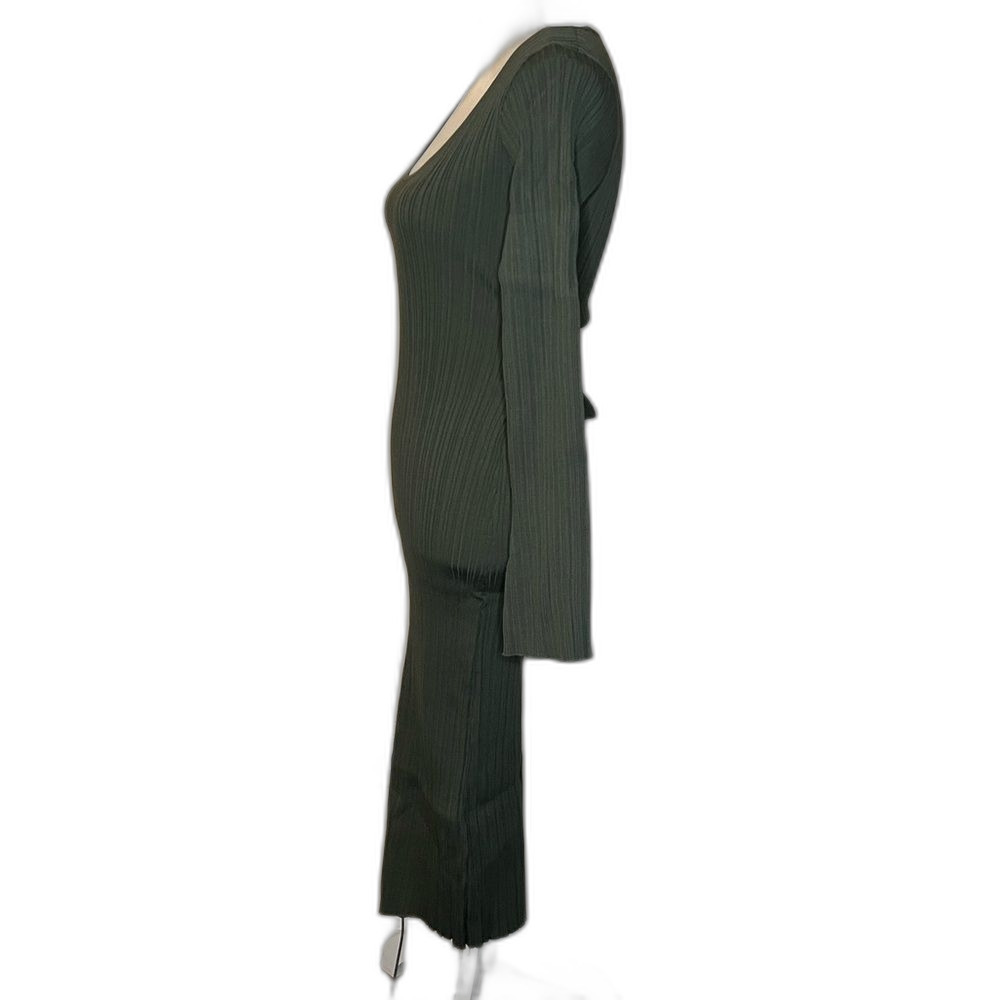 WAYF Olive Green Ribbed Knit Dress - Picture 3 of 6